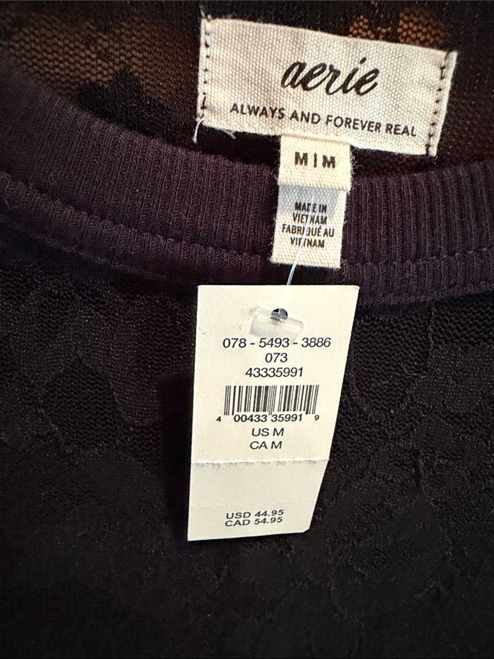 aerie Black Long-Sleeve Lace Top - Picture 2 of 3